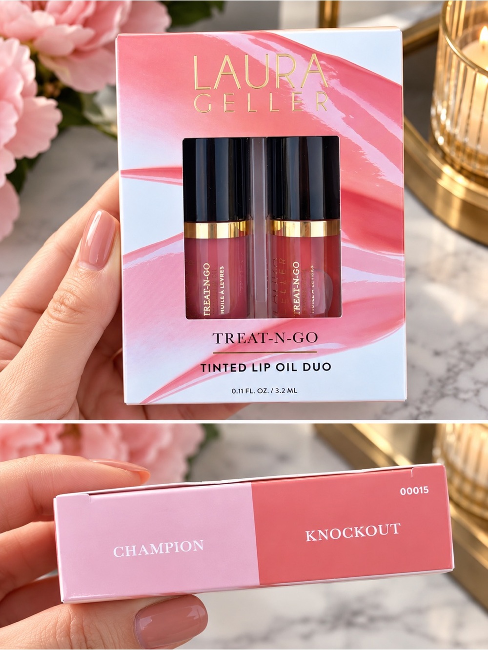 Laura Geller Treat-N-Go Tinted Lip Oil Duo - Champion & Knockout (Pink Shades)